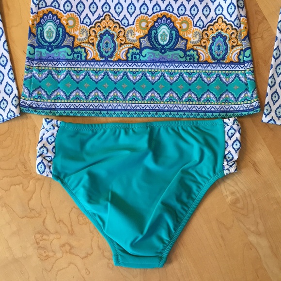 CABANA LIFE | Jewel Scarf 2-Piece Girls Rashguard Swimsuit - Picture 10 of 15